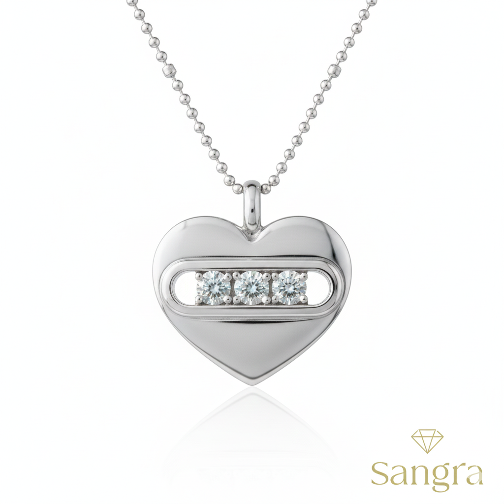 Collana Donna Pendente Cuore in Argento con Zirconi Danzanti - Gioiello Minimalista Chic