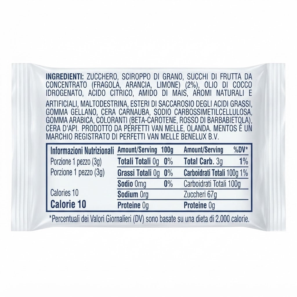 Mentos Fruit Caramelle Gommose alla Frutta – Confezione da 20 Stick