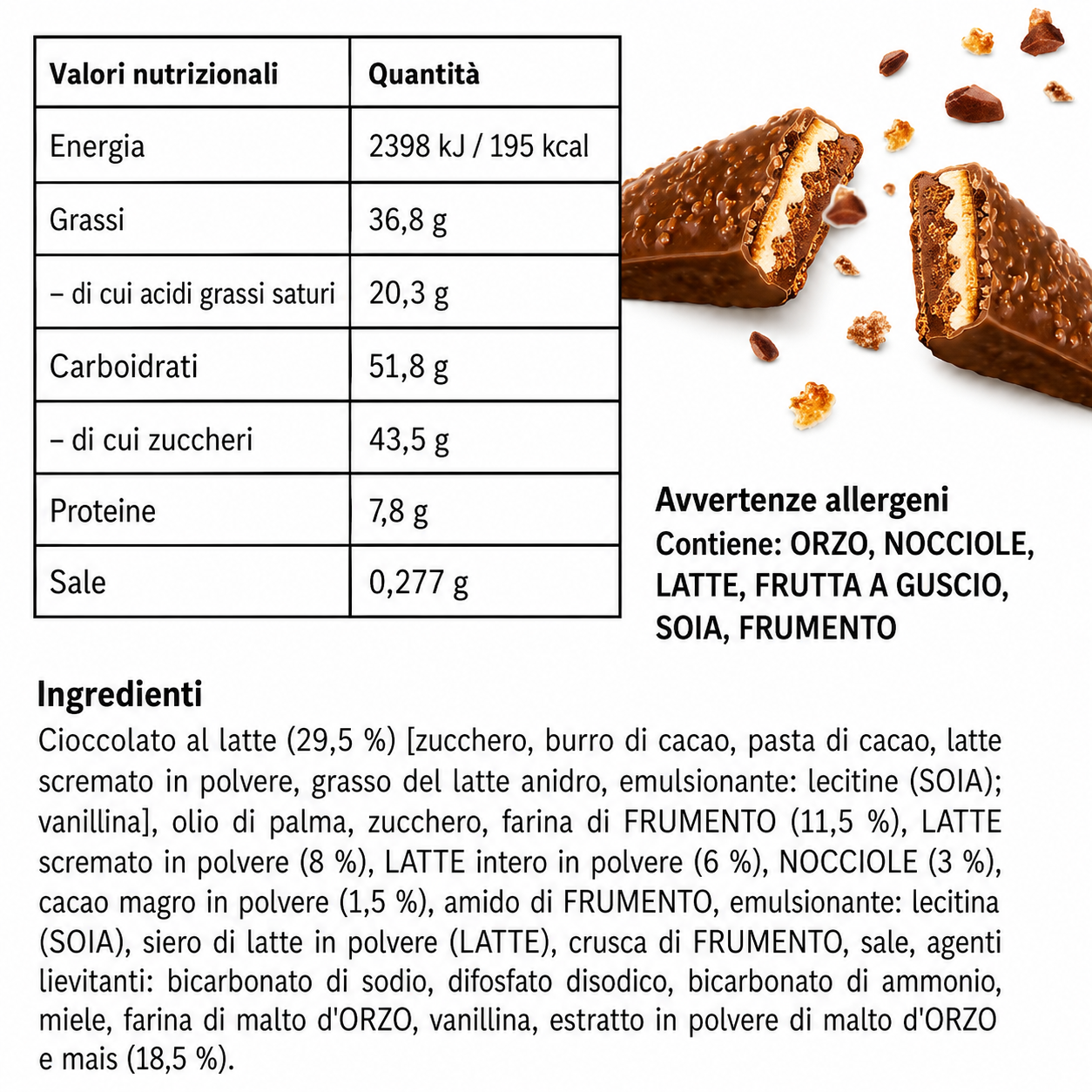 Kinder Crispy Wafer Croccante con Crema al Latte e Cioccolato – 14 Pezzi