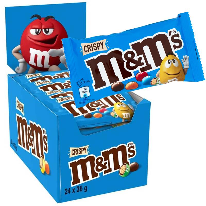 M&M’s Crispy 24 Pezzi – Confetti Croccanti al Cioccolato – 24 Buste da 36 g
