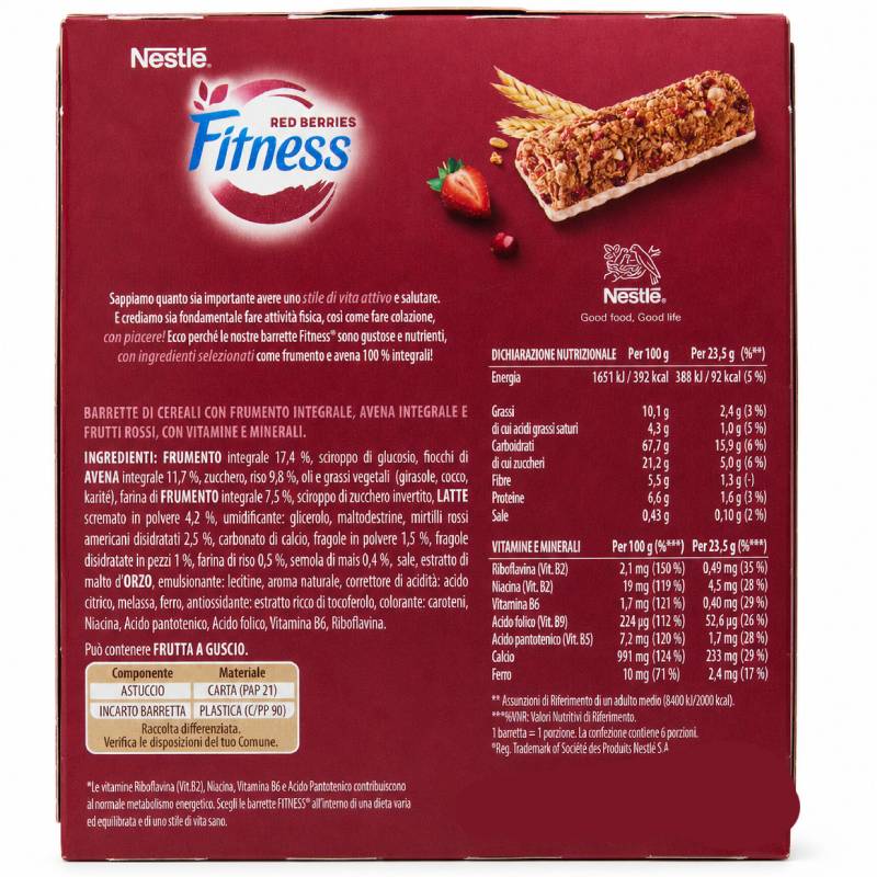 Nestlé Fitness Red Berries – Box 24 Barrette ai Cereali da 23,5 g