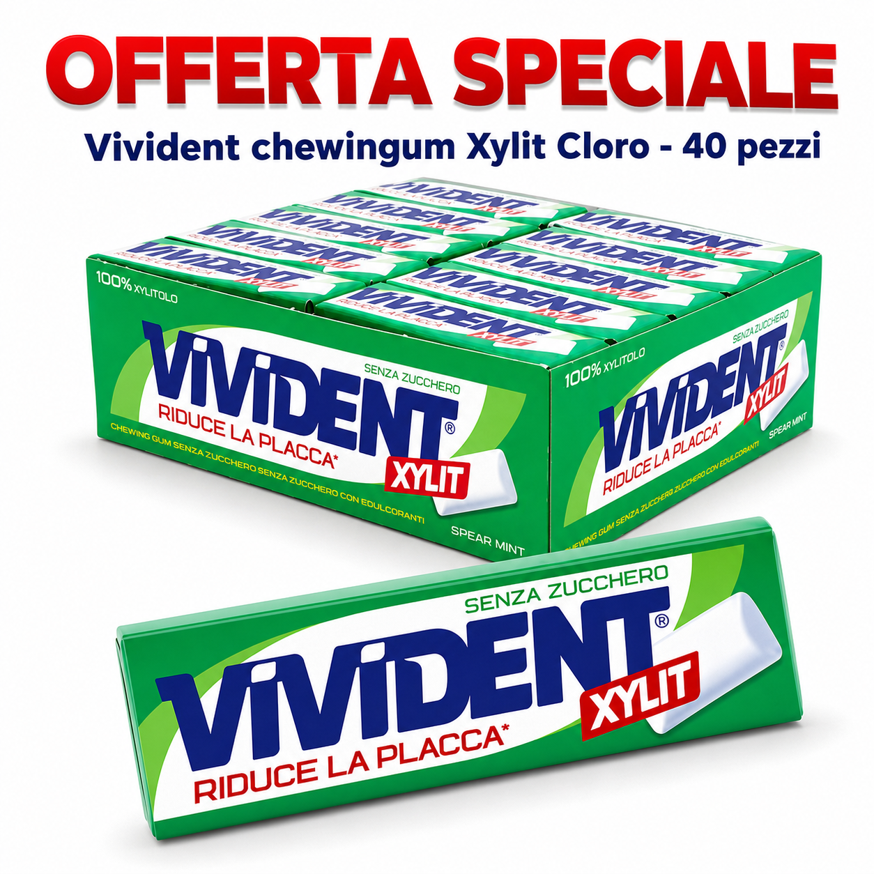 Vivident Xylit Clorofilla Senza Zucchero – Confezione da 40 Stick