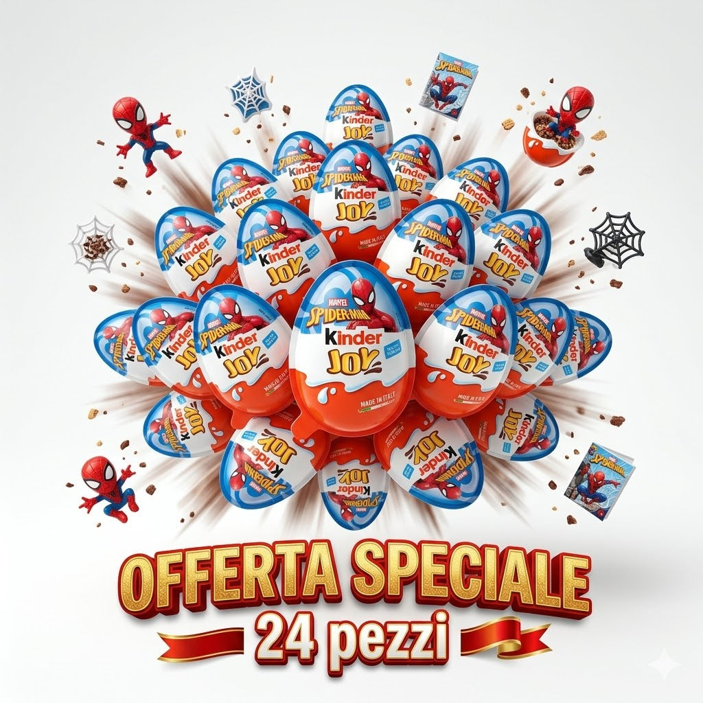 Kinder Joy Spiderman Sorpresa – Box da 24 pezzi ovetto di cioccolato a latte