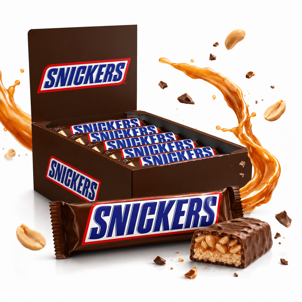 Snickers 24 Pezzi da 50 g – Barrette al Cioccolato con Arachidi e Caramello