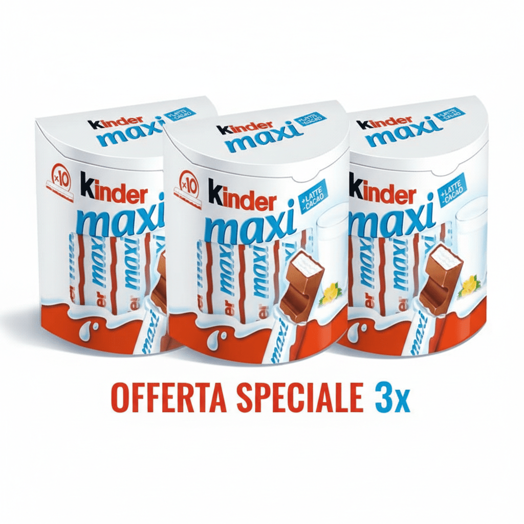 Kinder Maxi Cioccolato al Latte con Ripieno al Latte – 3 Confezioni da 10 pezzi,Totale 30 Pezzi