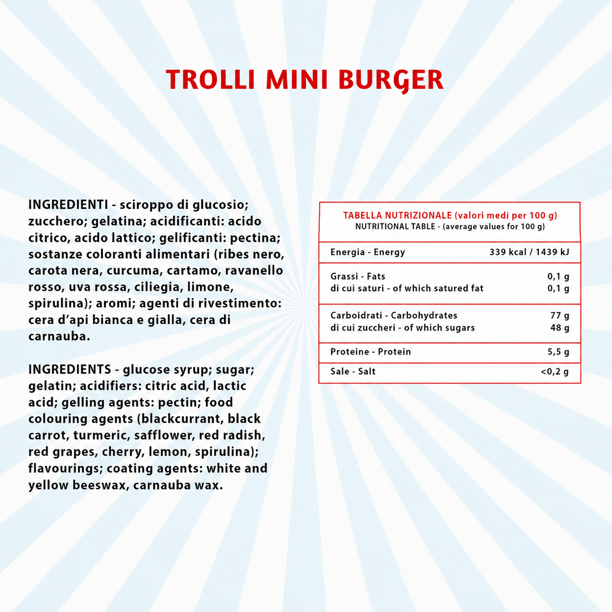 Trolli Mini Burger Caramelle Gommose a Forma di Hamburger – 60 Pezzi