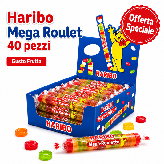 Haribo Mega Roulette 40 Pezzi – Caramelle Gommose Assortite Gusto Frutta