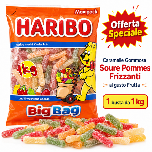 Haribo Saure Pommes Fizz – Caramelle Gommose Frizzanti 1 kg