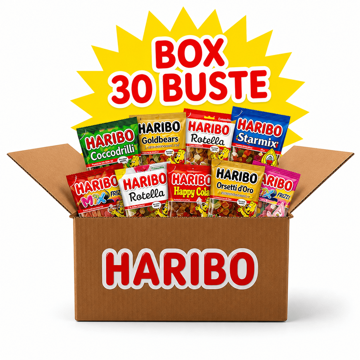 Haribo Mix Assortito – 30 Buste da 80-90 g, Gusti e Formati in Base alla Disponibilità