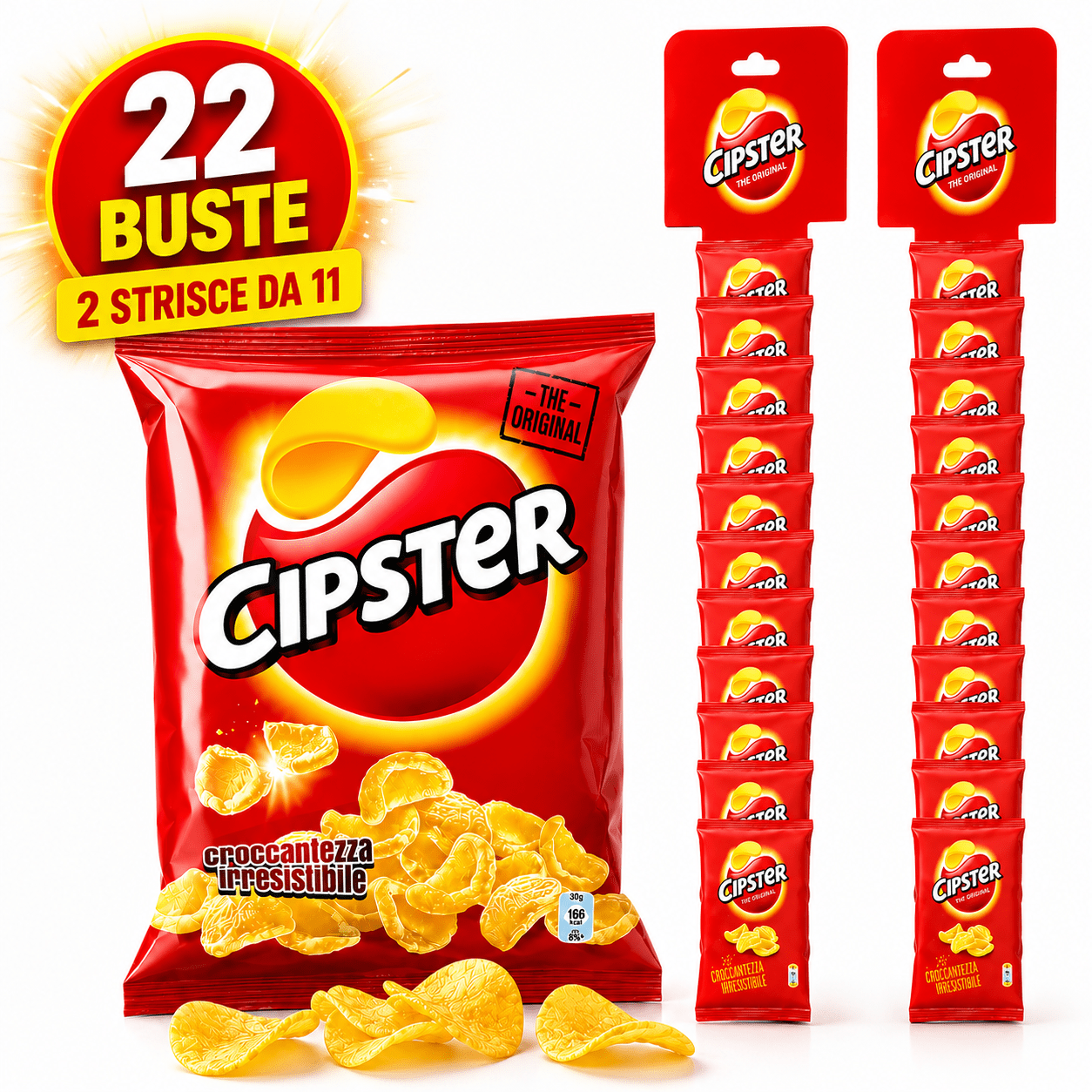 Cipster The Original – 22 Buste | Snack Croccanti di Patate