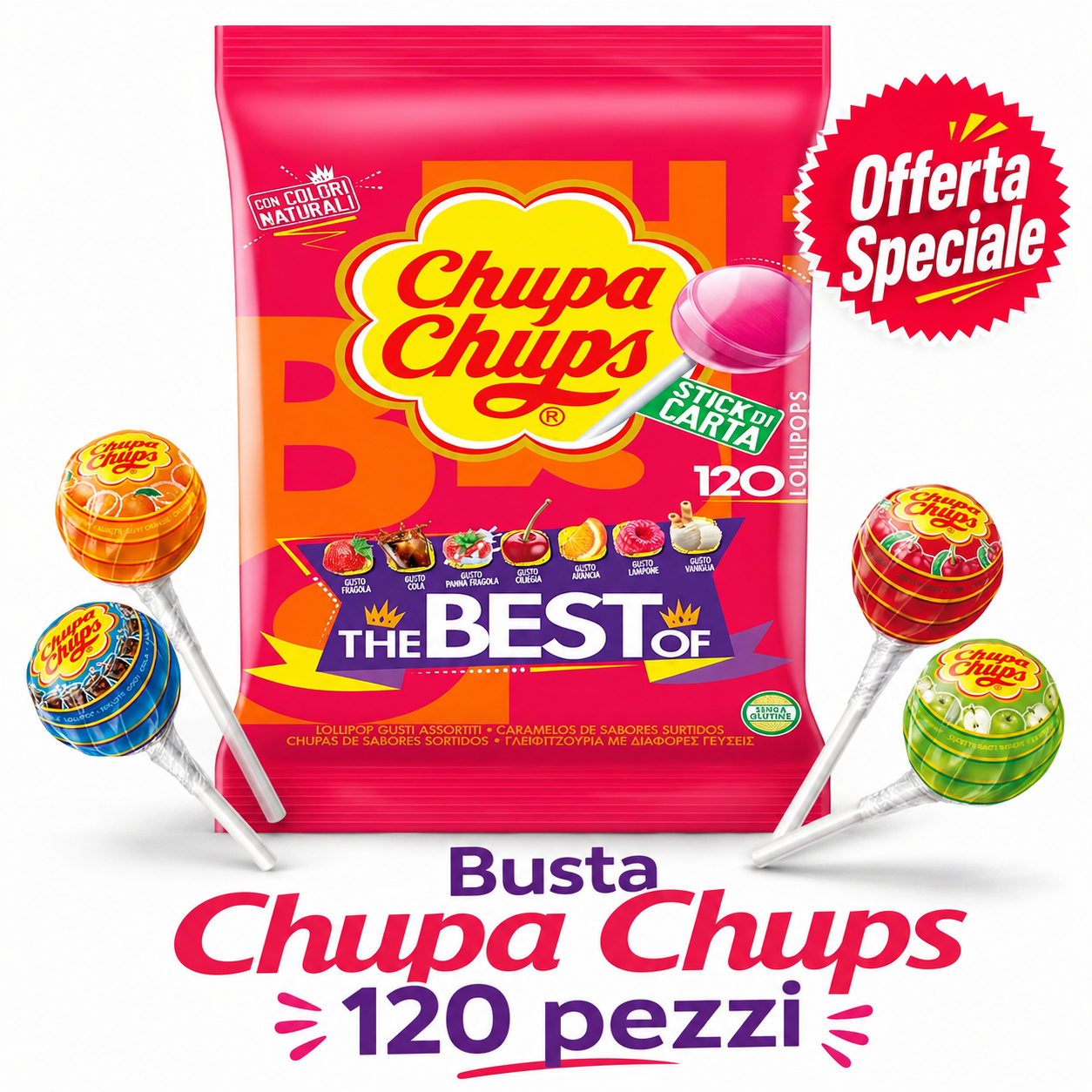 Perfetti Chupa Chups + Lupo Alberto – 120 Lecca Lecca + 200 Caramelle Gommose, Totale 320 Pezzi