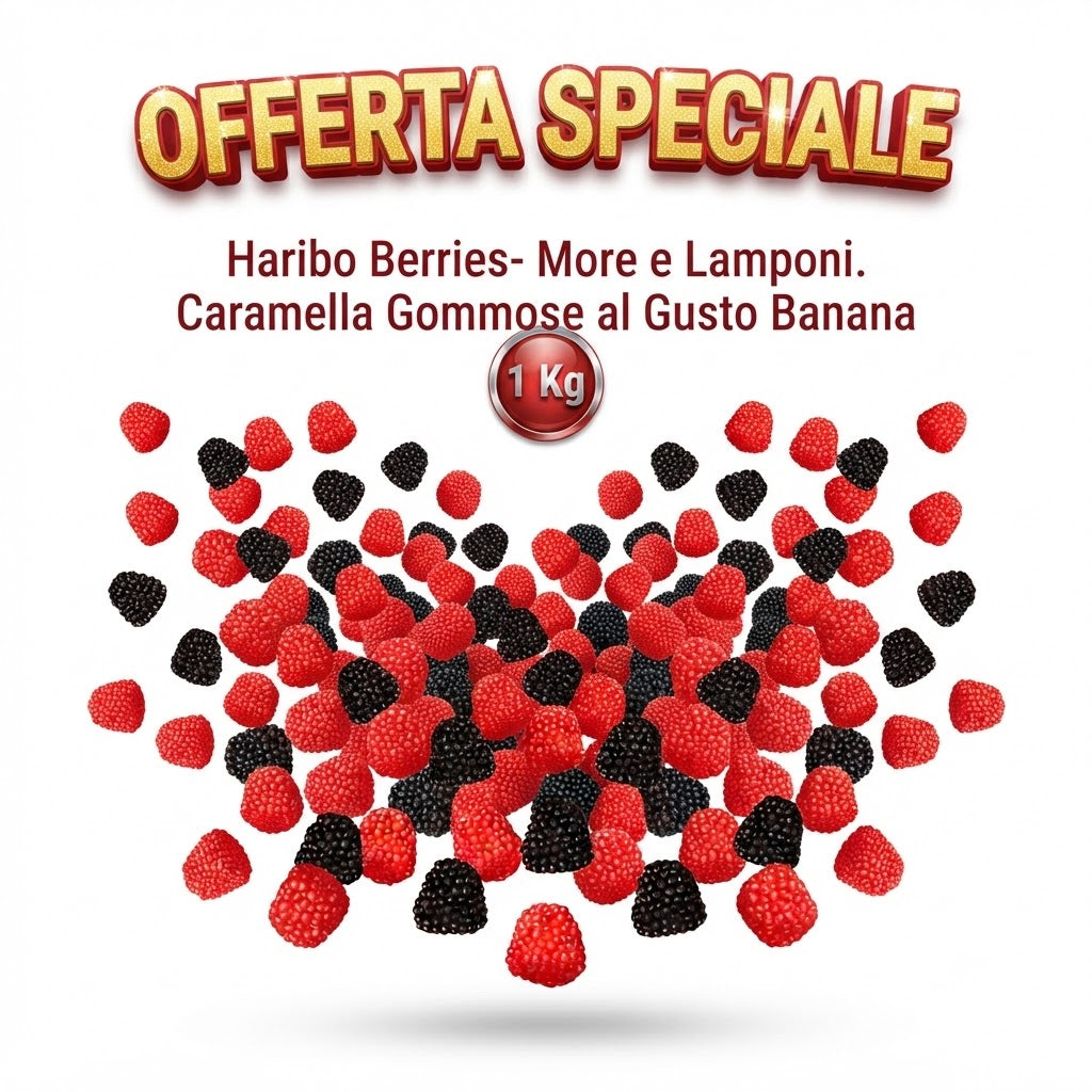 Haribo Berries Caramelle Gommose More e Lamponi – 2 Buste da 1 kg, Totale 2 kg