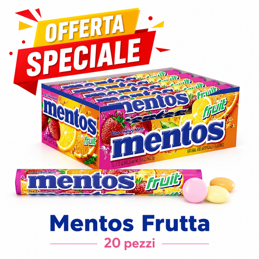 Mentos Fruit Caramelle Gommose alla Frutta – Confezione da 20 Stick