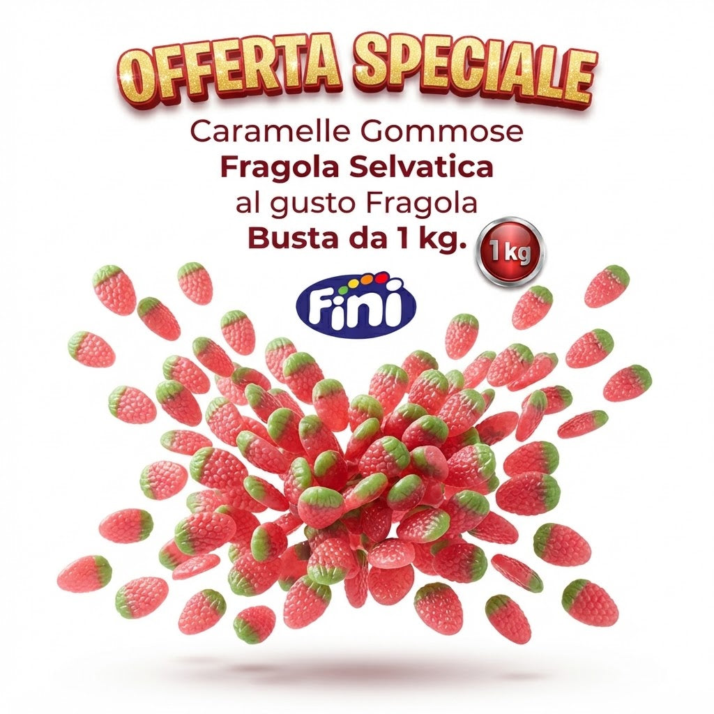Fini Fragola Selvatica Caramelle Gommose alla Fragola – Busta da 1 kg