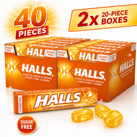 Mondelez International Halls Miele e Limone Senza Zucchero – 2 Box da 20 Stick, Totale 40 Pezzi