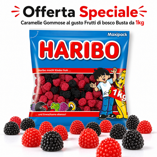 Haribo Berries More e Lamponi Caramelle Gommose Gusto Frutti di Bosco – 1 kg