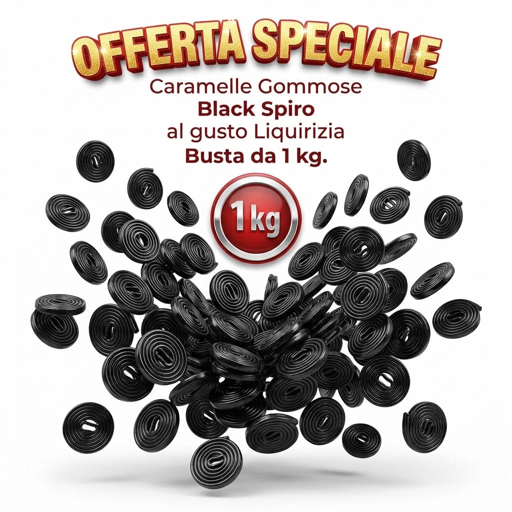Fini Black Spiro Rotelle di Liquirizia Vegane – Busta da 1 kg