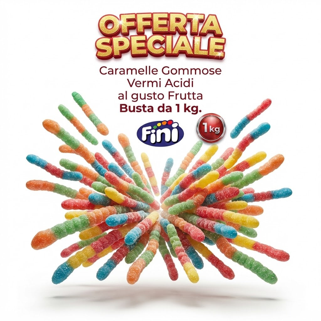 Fini Serpente Frizz Caramelle Gommose Frizzanti alla Frutta – Busta da 1 kg