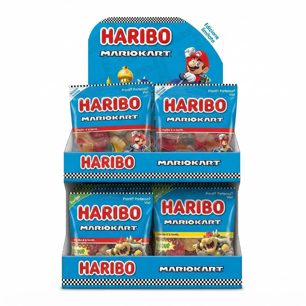 Haribo Mario Kart 40 Buste x 80 g – Espositore Caramelle Gommose
