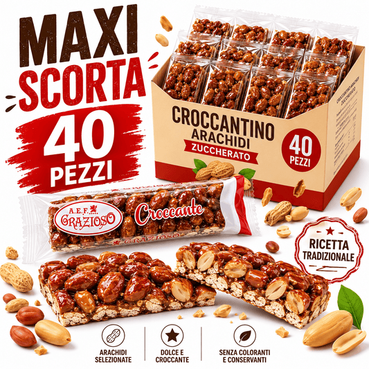 Grazioso Croccantino Arachidi 30g x 40 Pezzi – Snack Dolce Monoporzione