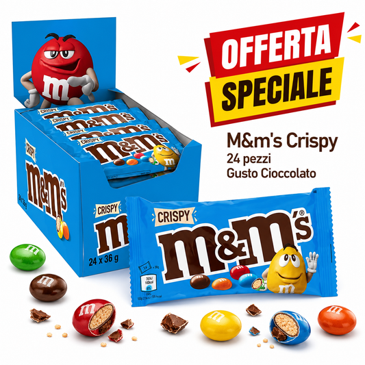 M&M’s Crispy 24 Pezzi – Confetti Croccanti al Cioccolato – 24 Buste da 36 g