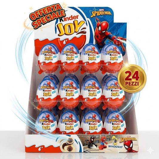 Kinder Joy Spiderman Sorpresa – Box da 24 pezzi ovetto di cioccolato a latte