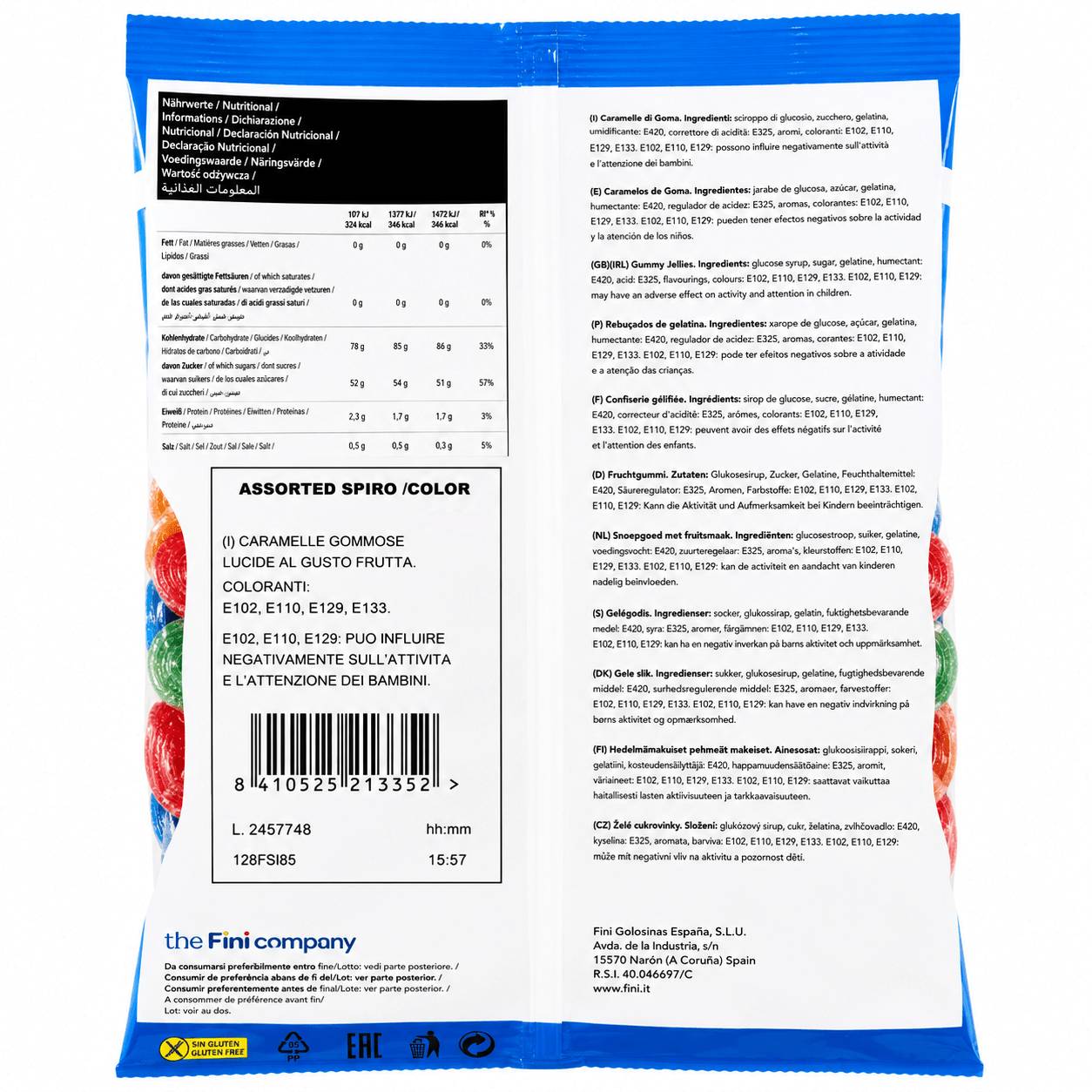 Fini Assorted Spiro Color Caramelle Gommose alla Frutta – Busta da 1 kg