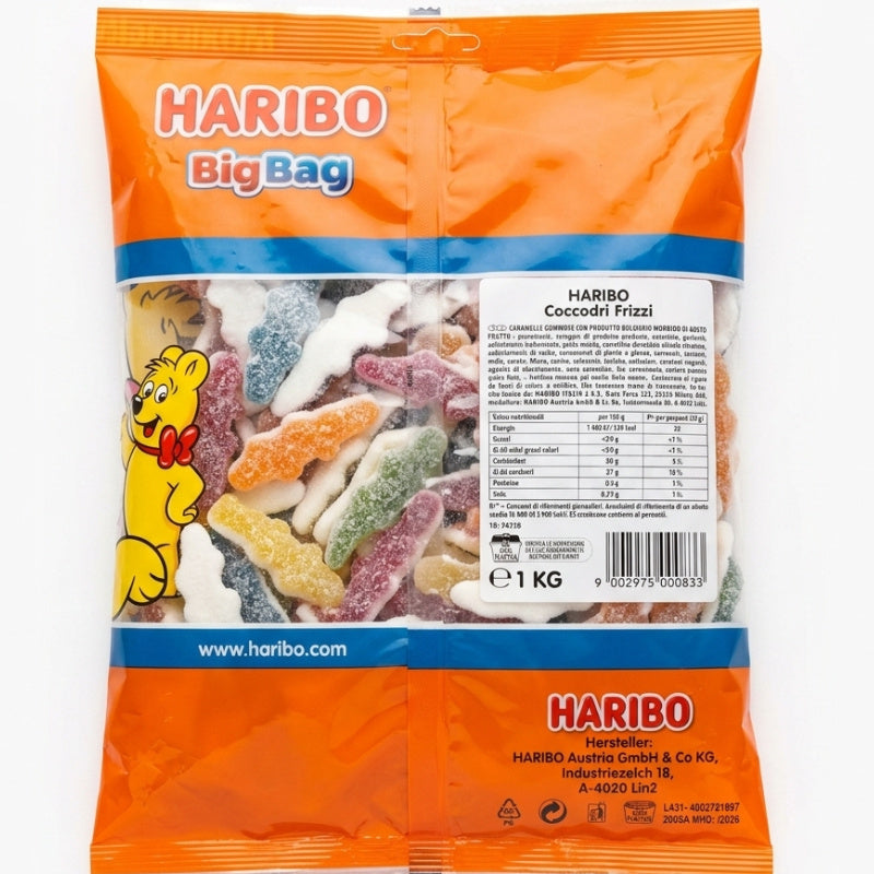 Haribo Coccodrilli Frizzi – Caramelle Gommose Zuccherate Gusto Frutta – Busta da 1 kg