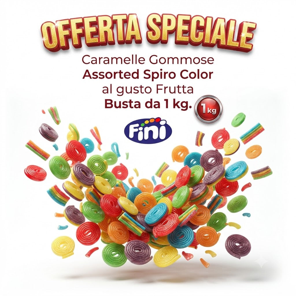 Fini Assorted Spiro Color Caramelle Gommose alla Frutta – Busta da 1 kg