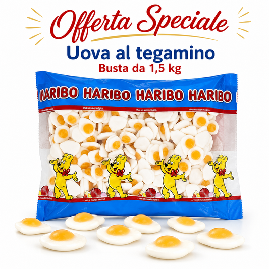 Haribo Uova al Tegamino 1,5 kg – Caramelle Gommose Gusto Frutta Maxi Busta