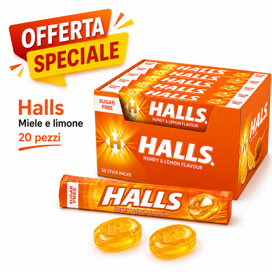 Halls Honey & Lemon Sugar Free – Miele e Limone 20 Pezzi