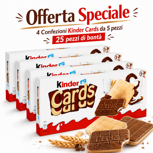 Kinder Cards Biscotti con Crema al Latte e Cacao – 4 Scatole da 5 confezione x 2, Totale 25 confezioni x 2