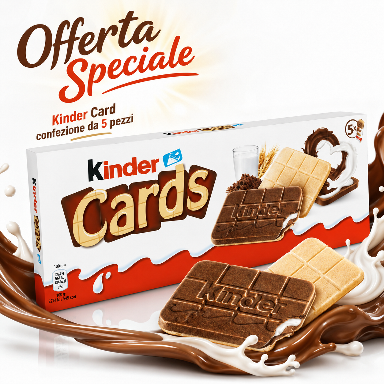 Kinder Cards Biscotti con Crema al Latte e Cacao – 4 Scatole da 5 confezione x 2, Totale 25 confezioni x 2