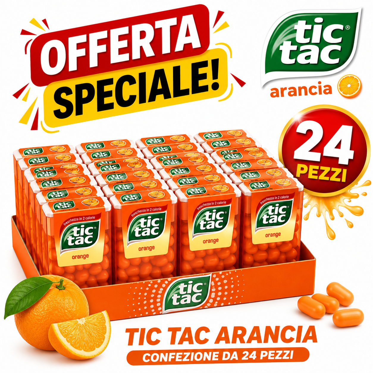 Tc Tac Arancia Confetti alla Arancia – Box da 24 Pezzi, Totale 432 g