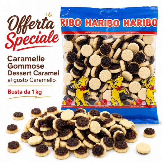 Haribo Dessert Caramel Caramelle Gommose Gusto Caramello – Busta da 1,5 kg