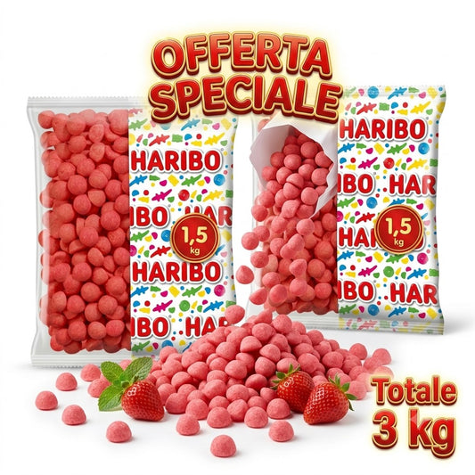 Haribo Morbidezza Fragolina Caramelle Gommose alla Fragola – 2 Buste da 1,5 kg, Totale 3 kg
