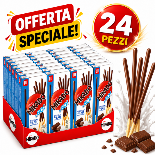 Mondelez International Mikado Bastoncini Croccanti Ricoperti di Cioccolato al Latte – Box 24 Confezioni