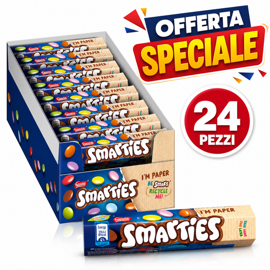 Nestlé Smarties – Confetti di Cioccolato al Latte Colorati, Confezione da 24 Tubetti da 38 g