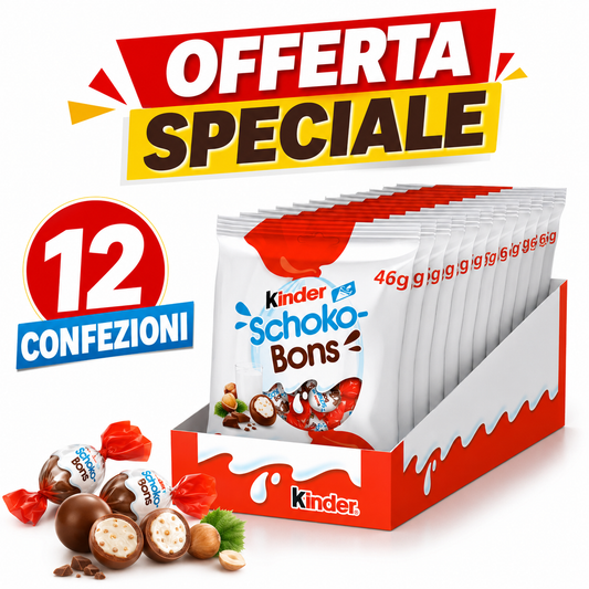 Kinder Schoko-Bons 12 Confezioni – Cioccolatini al Latte e Nocciole