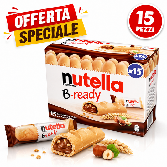 Nutella B-ready Wafer Ripieno alla Nutella – 15 Snack da 22 g