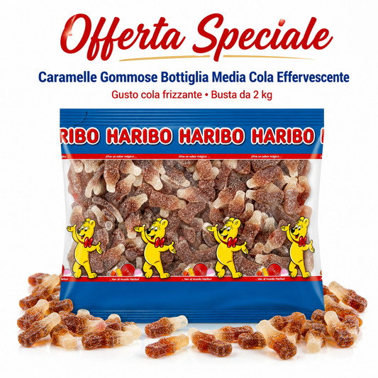 Haribo Bottiglie Cola Frizzanti Caramelle Gommose Zuccherate – 2 kg