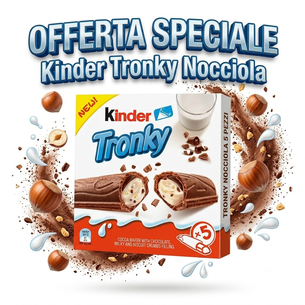 Kinder Tronky Nocciola – 3 Scatole da 5 Pezzi, Totale 15 Snack