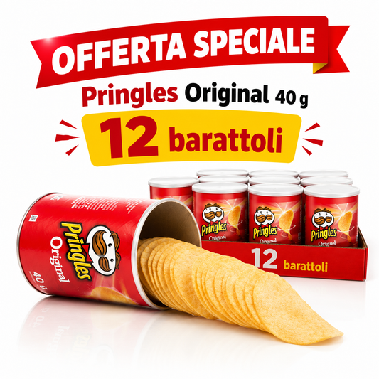 Pringles Original Patatine Salate – Confezione da 12 Barattoli da 40 g, Totale 480 g