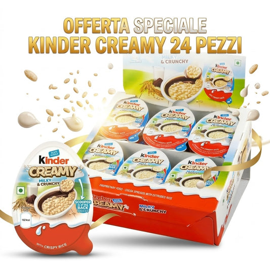 Kinder Creamy Milky & Crunchy con Riso Croccante – 24 Pezzi, 456 g